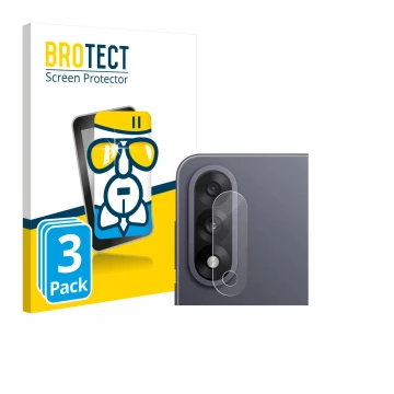 Vorderseite einer Produktverpackung mit dem Markenlogo BROTECT. Daneben ist das Gerät OnePlus Nord 5 (NUR Kameraschutz) mit de