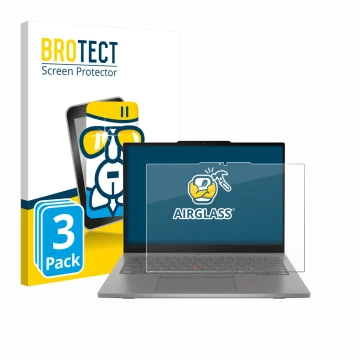 Vorderseite einer Produktverpackung mit dem Markenlogo BROTECT. Daneben ist das Gerät Lenovo ThinkPad L13 2-in-1 Gen 6 mit dem