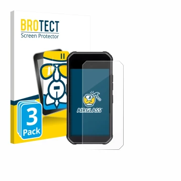 Vorderseite einer Produktverpackung mit dem Markenlogo BROTECT. Daneben ist das Gerät SkyCaddie Pro 5X mit dem zugehörigen Dis
