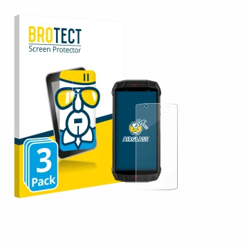Vorderseite einer Produktverpackung mit dem Markenlogo BROTECT. Daneben ist das Gerät Ulefone Armor 15 mit dem zugehörigen Dis