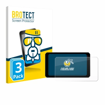 Vorderseite einer Produktverpackung mit dem Markenlogo BROTECT. Daneben ist das Gerät Chigee AIO-6 Max mit dem zugehörigen Dis