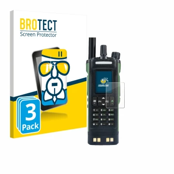 Vorderseite einer Produktverpackung mit dem Markenlogo BROTECT. Daneben ist das Gerät Baofeng DM-32 mit dem zugehörigen Displa