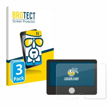 Vorderseite einer Produktverpackung mit dem Markenlogo BROTECT. Daneben ist das Gerät Dynavin D9-DCX Plus Flex - C mit dem zug