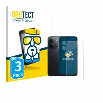 Vorderseite einer Produktverpackung mit dem Markenlogo BROTECT. Daneben ist das Gerät Xiaomi Redmi 15C 4G (Display+Kamera) mit