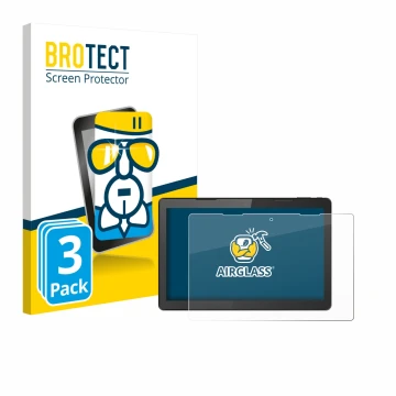 Vorderseite einer Produktverpackung mit dem Markenlogo BROTECT. Daneben ist das Gerät Hannspree Pad 13.3