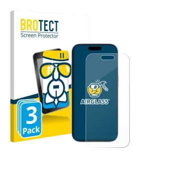 Vorderseite einer Produktverpackung mit dem Markenlogo BROTECT. Daneben ist das Gerät Apple iPhone 17 mit dem zugehörigen Disp