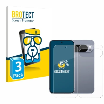 Vorderseite einer Produktverpackung mit dem Markenlogo BROTECT. Daneben ist das Gerät Google Pixel 10 Pro XL (Display+Rückseit