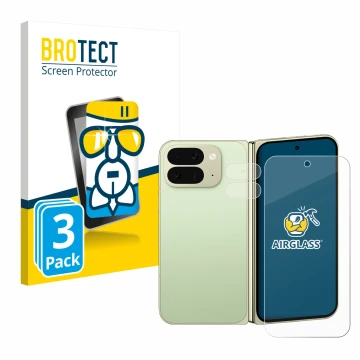 Vorderseite einer Produktverpackung mit dem Markenlogo BROTECT. Daneben ist das Gerät Google Pixel 10 Pro Fold (Display+Kamera