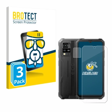 Vorderseite einer Produktverpackung mit dem Markenlogo BROTECT. Daneben ist das Gerät Blackview BV4800 (Display+Kamera) mit de