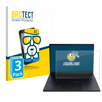 Vorderseite einer Produktverpackung mit dem Markenlogo BROTECT. Daneben ist das Gerät Razer Blade 18 2025 mit dem zugehörigen 