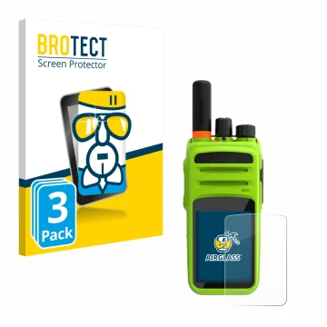 Vorderseite einer Produktverpackung mit dem Markenlogo BROTECT. Daneben ist das Gerät Talkpod N58 Plus mit dem zugehörigen Dis