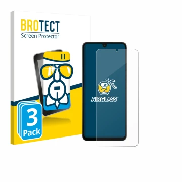 Vorderseite einer Produktverpackung mit dem Markenlogo BROTECT. Daneben ist das Gerät Motorola Moto G06 mit dem zugehörigen Di