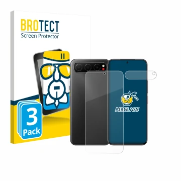 Vorderseite einer Produktverpackung mit dem Markenlogo BROTECT. Daneben ist das Gerät Nubia Air (Display+Kamera) mit dem zugeh