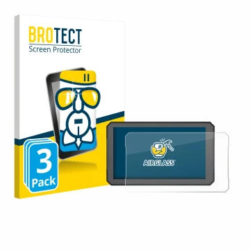 Vorderseite einer Produktverpackung mit dem Markenlogo BROTECT. Daneben ist das Gerät BOUWOIMA Motorrad Carplay 7
