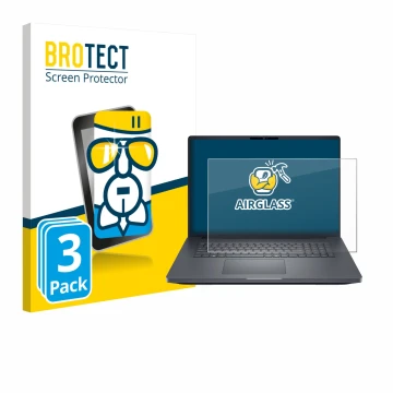 Vorderseite einer Produktverpackung mit dem Markenlogo BROTECT. Daneben ist das Gerät Dell Pro Max 18 mit dem zugehörigen Disp