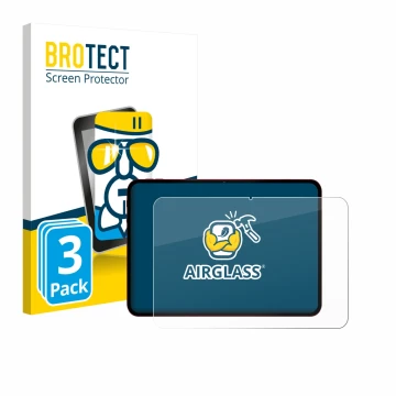 Vorderseite einer Produktverpackung mit dem Markenlogo BROTECT. Daneben ist das Gerät Teclast T65 Plus mit dem zugehörigen Dis