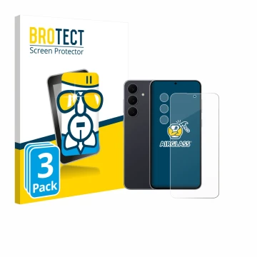 Vorderseite einer Produktverpackung mit dem Markenlogo BROTECT. Daneben ist das Gerät Samsung Galaxy S25 FE Enterprise Edition