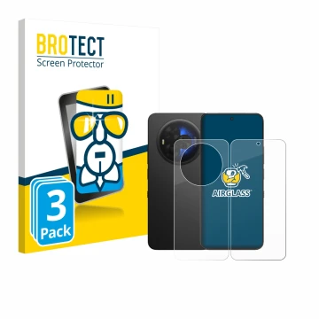 Vorderseite einer Produktverpackung mit dem Markenlogo BROTECT. Daneben ist das Gerät TCL NXTPAPER 60 Ultra (Display+Rückseite