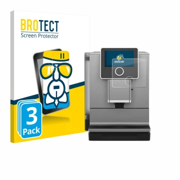 Vorderseite einer Produktverpackung mit dem Markenlogo BROTECT. Daneben ist das Gerät Nivona NICR 970 mit dem zugehörigen Disp
