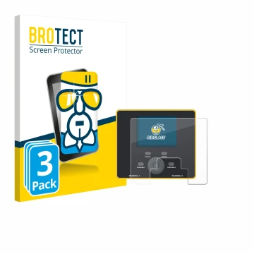 Vorderseite einer Produktverpackung mit dem Markenlogo BROTECT. Daneben ist das Gerät Junsi iCharger DX12 mit dem zugehörigen 