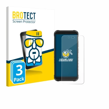 Vorderseite einer Produktverpackung mit dem Markenlogo BROTECT. Daneben ist das Gerät Ulefone RugKing mit dem zugehörigen Disp