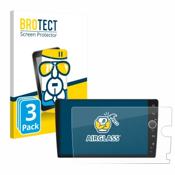 Vorderseite einer Produktverpackung mit dem Markenlogo BROTECT. Daneben ist das Gerät Joying Car Radio 9