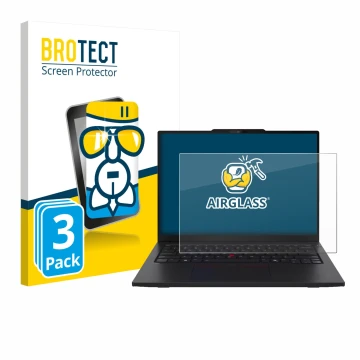 Vorderseite einer Produktverpackung mit dem Markenlogo BROTECT. Daneben ist das Gerät Lenovo ThinkPad L13 Gen 6 mit dem zugehö