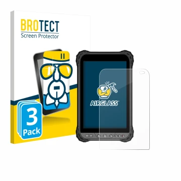 Vorderseite einer Produktverpackung mit dem Markenlogo BROTECT. Daneben ist das Gerät Zoomsmart A8004 Series mit dem zugehörig