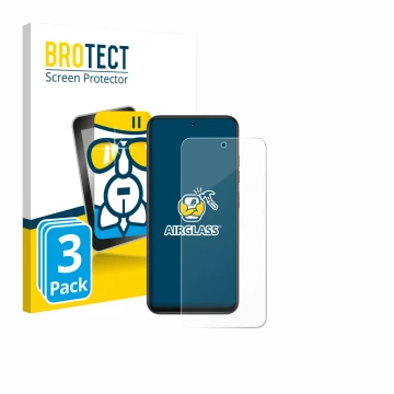 Vorderseite einer Produktverpackung mit dem Markenlogo BROTECT. Daneben ist das Gerät Infinix Smart 10 mit dem zugehörigen Dis