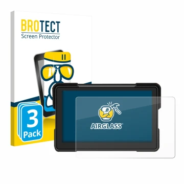 Vorderseite einer Produktverpackung mit dem Markenlogo BROTECT. Daneben ist das Gerät Airpuxem Motorrad Carplay 7