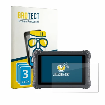 Vorderseite einer Produktverpackung mit dem Markenlogo BROTECT. Daneben ist das Gerät Autel MaxiSys MS906 Pro mit dem zugehöri