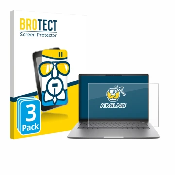 Vorderseite einer Produktverpackung mit dem Markenlogo BROTECT. Daneben ist das Gerät HP ZBook 8 G1a 14