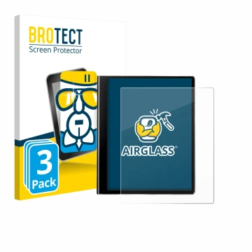 Vorderseite einer Produktverpackung mit dem Markenlogo BROTECT. Daneben ist das Gerät eazeye Paper 2.0 mit dem zugehörigen Dis