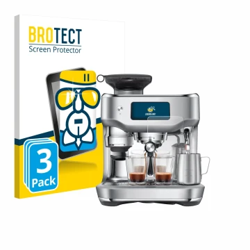 Vorderseite einer Produktverpackung mit dem Markenlogo BROTECT. Daneben ist das Gerät Sage the Oracle Dual Boiler mit dem zuge