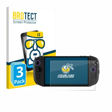 Vorderseite einer Produktverpackung mit dem Markenlogo BROTECT. Daneben ist das Gerät Lenovo Legion Go Gen 2 mit dem zugehörig