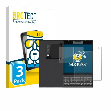 Vorderseite einer Produktverpackung mit dem Markenlogo BROTECT. Daneben ist das Gerät Unihertz Titan 2 (Display+Kamera) mit de