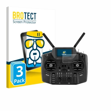 Vorderseite einer Produktverpackung mit dem Markenlogo BROTECT. Daneben ist das Gerät Radiomaster GX12 mit dem zugehörigen Dis