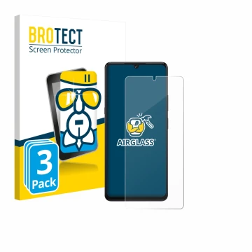 Vorderseite einer Produktverpackung mit dem Markenlogo BROTECT. Daneben ist das Gerät Cubot X100 mit dem zugehörigen Displaysc