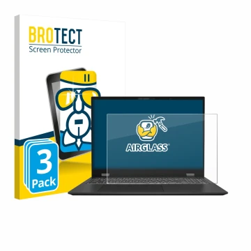 Vorderseite einer Produktverpackung mit dem Markenlogo BROTECT. Daneben ist das Gerät MSI Prestige 16 AI Evo B1M mit dem zugeh