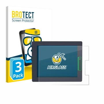 Vorderseite einer Produktverpackung mit dem Markenlogo BROTECT. Daneben ist das Gerät Schneider-electric HMIDT542 mit dem zuge