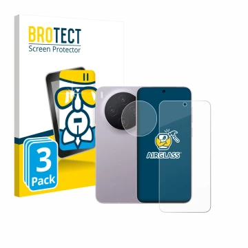 Vorderseite einer Produktverpackung mit dem Markenlogo BROTECT. Daneben ist das Gerät Vivo X300 (Display+Kamera) mit dem zugeh