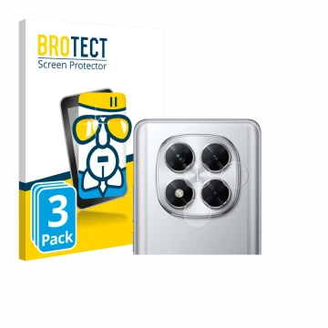 Vorderseite einer Produktverpackung mit dem Markenlogo BROTECT. Daneben ist das Gerät Xiaomi Poco X7 (NUR Kameraschutz) mit de