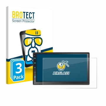 Vorderseite einer Produktverpackung mit dem Markenlogo BROTECT. Daneben ist das Gerät Atoto F7 WE F7G2B7WE 7