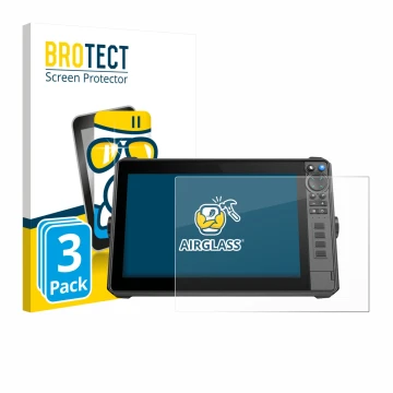 Vorderseite einer Produktverpackung mit dem Markenlogo BROTECT. Daneben ist das Gerät Lowrance HDS-12 Pro mit dem zugehörigen 