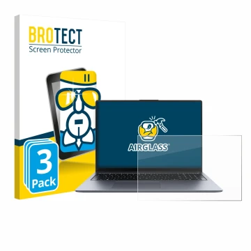 Vorderseite einer Produktverpackung mit dem Markenlogo BROTECT. Daneben ist das Gerät Huawei MateBook D 16 2024 mit dem zugehö