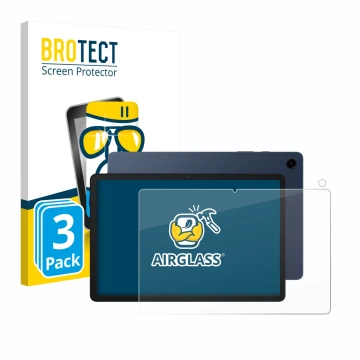 Vorderseite einer Produktverpackung mit dem Markenlogo BROTECT. Daneben ist das Gerät Samsung Galaxy Tab A9 Plus (Display+Kame