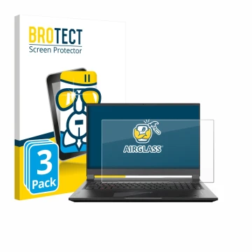 Vorderseite einer Produktverpackung mit dem Markenlogo BROTECT. Daneben ist das Gerät Gigabyte AORUS 17 2024 mit dem zugehörig