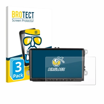 Vorderseite einer Produktverpackung mit dem Markenlogo BROTECT. Daneben ist das Gerät Zenec Z-E2065 mit dem zugehörigen Displa