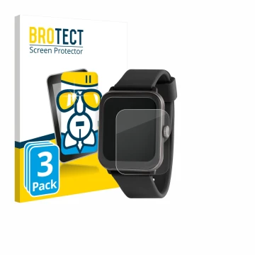 Vorderseite einer Produktverpackung mit dem Markenlogo BROTECT. Daneben ist das Gerät Sector Smartwatch S-08 mit dem zugehörig
