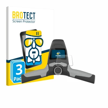Vorderseite einer Produktverpackung mit dem Markenlogo BROTECT. Daneben ist das Gerät PowaKaddy FW5s mit dem zugehörigen Displ